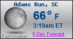 Weather Forecast for Adams Run, SC