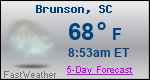 Weather Forecast for Brunson, SC
