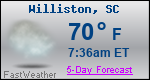 Weather Forecast for Williston, SC