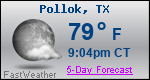 Weather Forecast for Pollok, TX