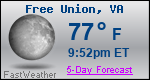 Weather Forecast for Free Union, VA