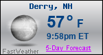 Weather Forecast for Derry, NH