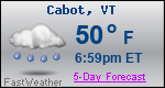 Weather Forecast for Cabot, VT