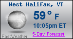 Weather Forecast for West Halifax, VT