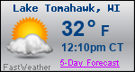 Weather Forecast for Lake Tomahawk, WI