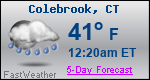 Weather Forecast for Colebrook, CT