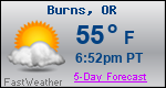 Weather Forecast for Burns, OR