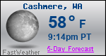 Weather Forecast for Cashmere, WA