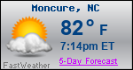 Weather Forecast for Moncure, NC