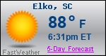 Weather Forecast for Elko, SC