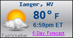 Weather Forecast for Iaeger, WV