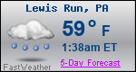 Weather Forecast for Lewis Run, PA