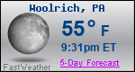 Weather Forecast for Woolrich, PA
