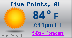 Weather Forecast for Five Points, AL