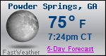 Weather Forecast for Powder Springs, GA