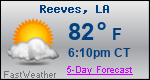 Weather Forecast for Reeves, LA