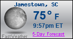 Weather Forecast for Jamestown, SC