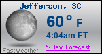 Weather Forecast for Jefferson, SC
