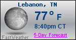 Weather Forecast for Lebanon, TN
