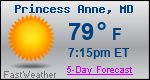 Weather Forecast for Princess Anne, MD