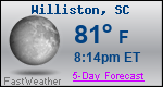 Weather Forecast for Williston, SC