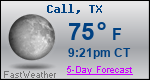 Weather Forecast for Call, TX
