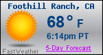 Weather Forecast for Foothill Ranch, CA