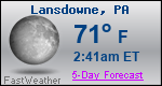 Weather Forecast for Lansdowne, PA