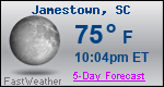 Weather Forecast for Jamestown, SC