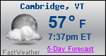 Weather Forecast for Cambridge, VT
