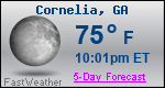 Weather Forecast for Cornelia, GA