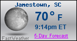 Weather Forecast for Jamestown, SC
