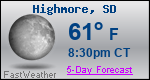 Weather Forecast for Highmore, SD