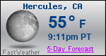 Weather Forecast for Hercules, CA