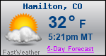 Weather Forecast for Hamilton, CO