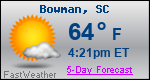 Weather Forecast for Bowman, SC