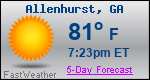 Weather Forecast for Allenhurst, GA