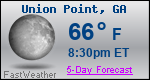 Weather Forecast for Union Point, GA