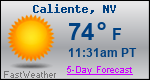 Weather Forecast for Caliente, NV