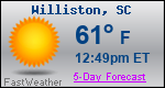 Weather Forecast for Williston, SC