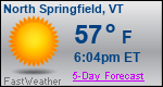 Weather Forecast for North Springfield, VT