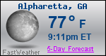Weather Forecast for Alpharetta, GA