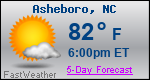 Weather Forecast for Asheboro, NC