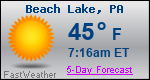 Weather Forecast for Beach Lake, PA