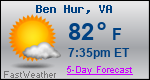 Weather Forecast for Ben Hur, VA