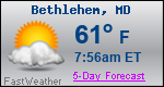 Weather Forecast for Bethlehem, MD