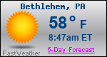 Weather Forecast for Bethlehem, PA