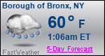 Weather Forecast for Borough of Bronx, NY