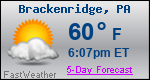 Weather Forecast for Brackenridge, PA