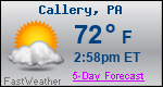 Weather Forecast for Callery, PA